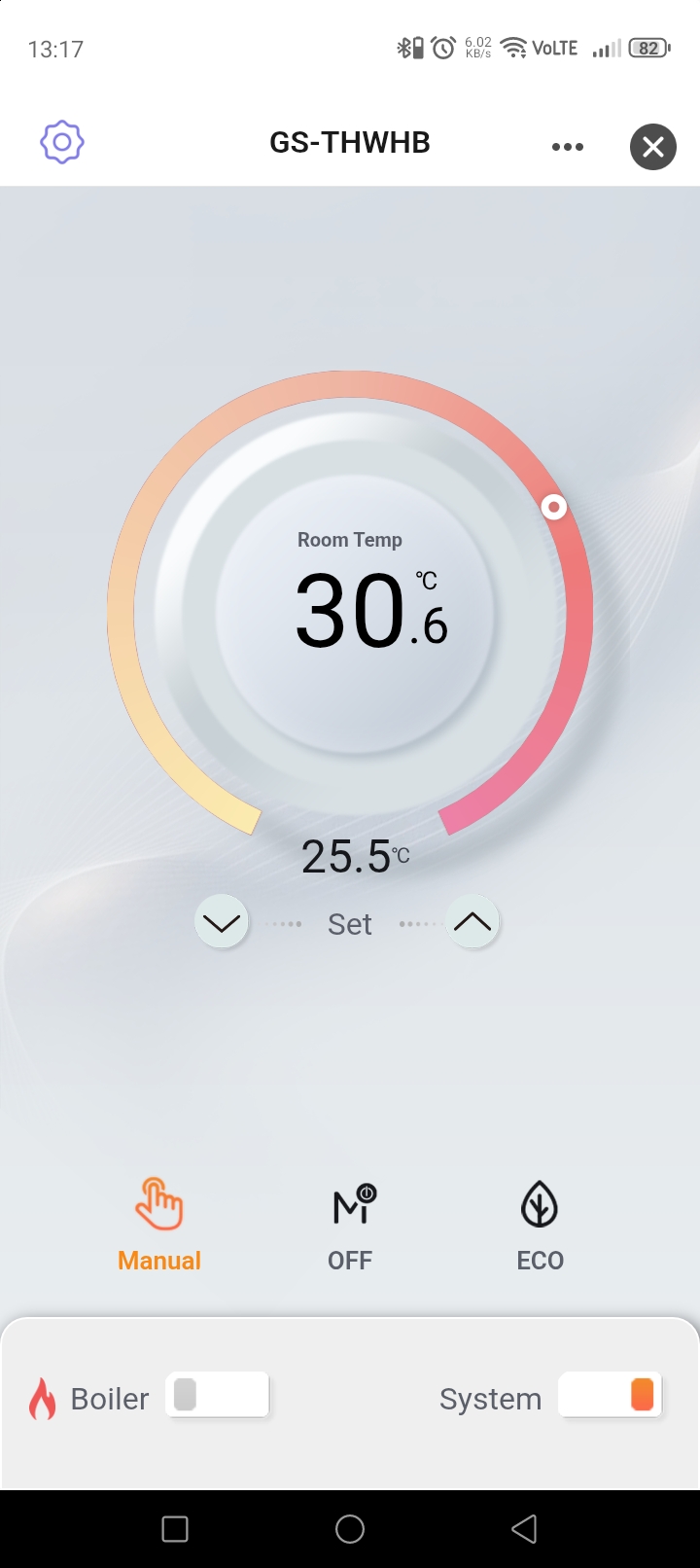 Temperature and boiler control in the GEYER Smart app