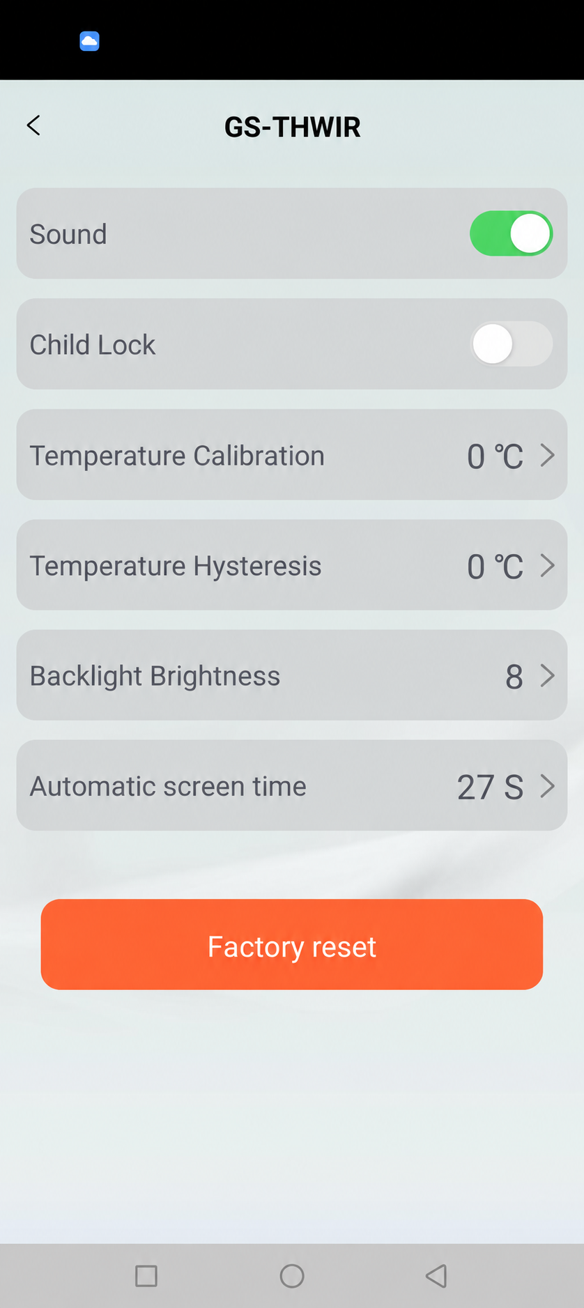 GS-THWIR settings in the GEYER Smart app